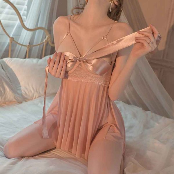 কোডঃ ND03; Pink Chinese Night Dress (Free Size) - Image 4